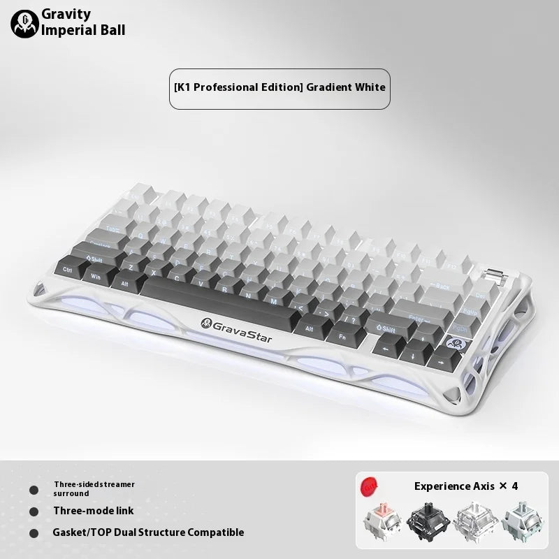 Gravastar K1 Mechanical Keyboard Bluetooth Wireless Aluminium Alloy Tri-Mode RGB Light E-sports Gaming Keyboard PC Accessories