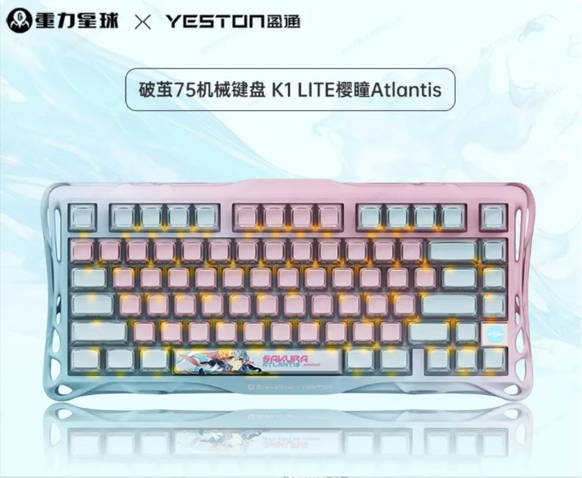 Gravastar K1 Mechanical Keyboard Bluetooth Wireless Aluminium Alloy Tri-Mode RGB Light E-sports Gaming Keyboard PC Accessories