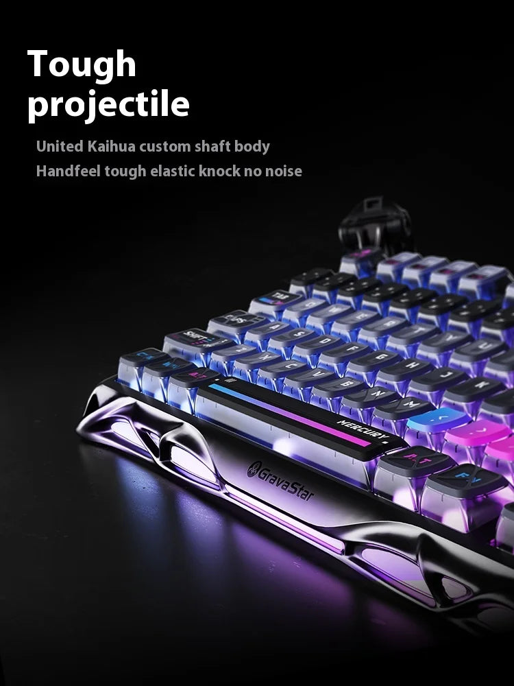 Gravastar K1 Mechanical Keyboard Bluetooth Wireless Aluminium Alloy Tri-Mode RGB Light E-sports Gaming Keyboard PC Accessories