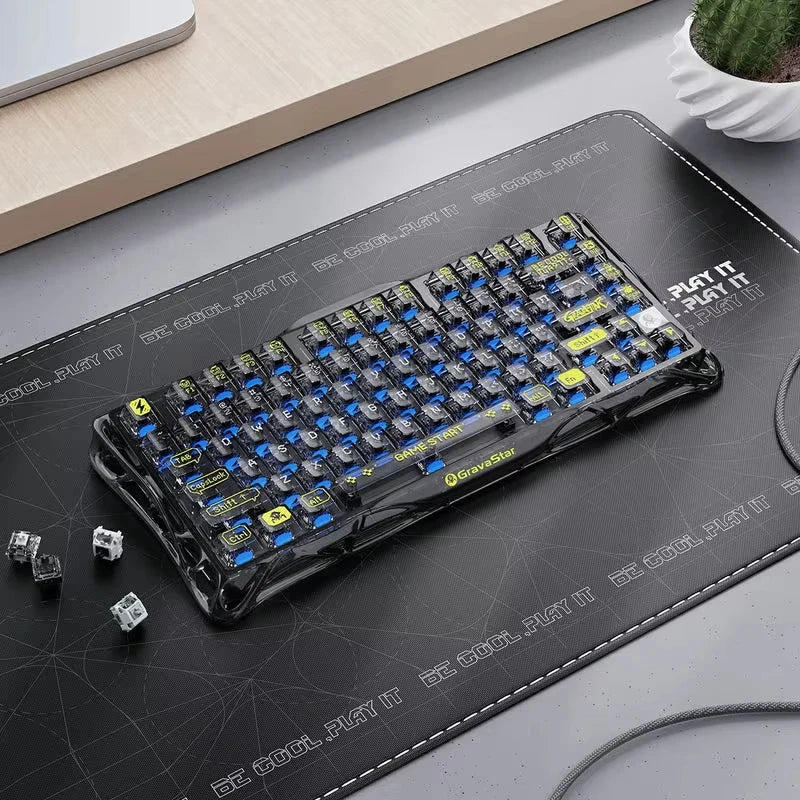Gravastar K1 Mechanical Keyboard Bluetooth Wireless Aluminium Alloy Tri-Mode RGB Light E-sports Gaming Keyboard PC Accessories