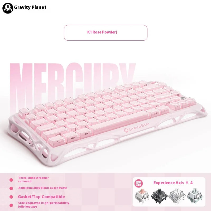 Gravastar K1 Mechanical Keyboard Bluetooth Wireless Aluminium Alloy Tri-Mode RGB Light E-sports Gaming Keyboard PC Accessories