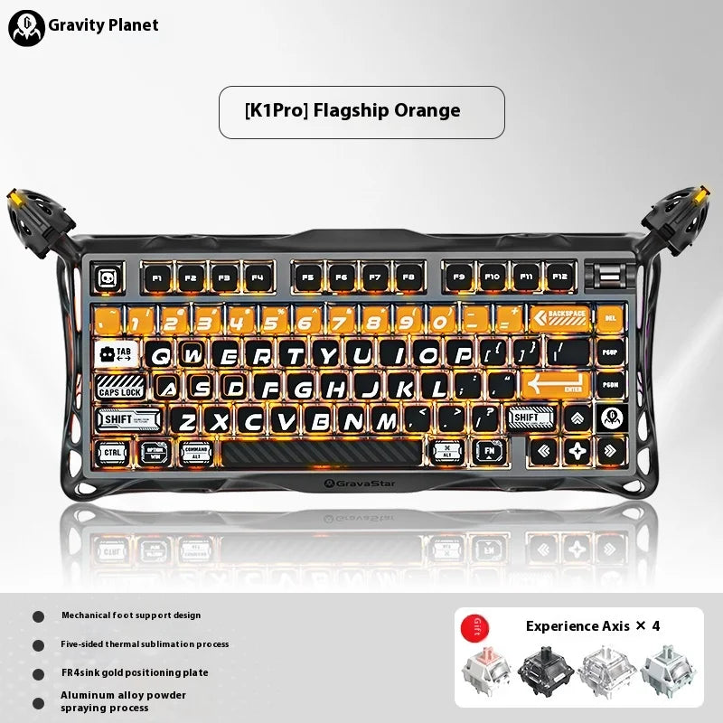 Gravastar K1 Mechanical Keyboard Bluetooth Wireless Aluminium Alloy Tri-Mode RGB Light E-sports Gaming Keyboard PC Accessories