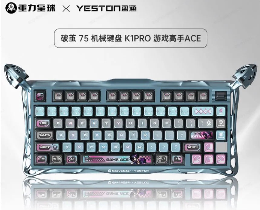 Gravastar K1 Mechanical Keyboard Bluetooth Wireless Aluminium Alloy Tri-Mode RGB Light E-sports Gaming Keyboard PC Accessories