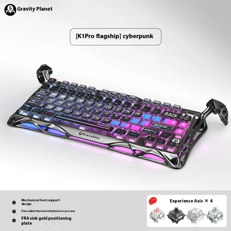 Gravastar K1 Mechanical Keyboard Bluetooth Wireless Aluminium Alloy Tri-Mode RGB Light E-sports Gaming Keyboard PC Accessories