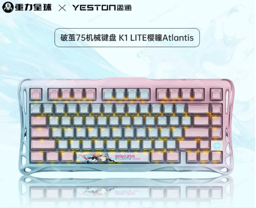 Gravastar K1 Mechanical Keyboard Bluetooth Wireless Aluminium Alloy Tri-Mode RGB Light E-sports Gaming Keyboard PC Accessories