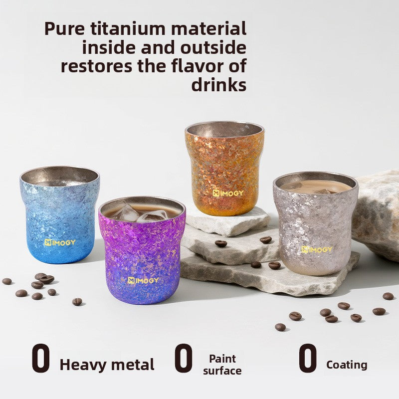 Aimange pure titanium cup household high-value double-layer coffee cup office tea cup couple pair cup gift customization