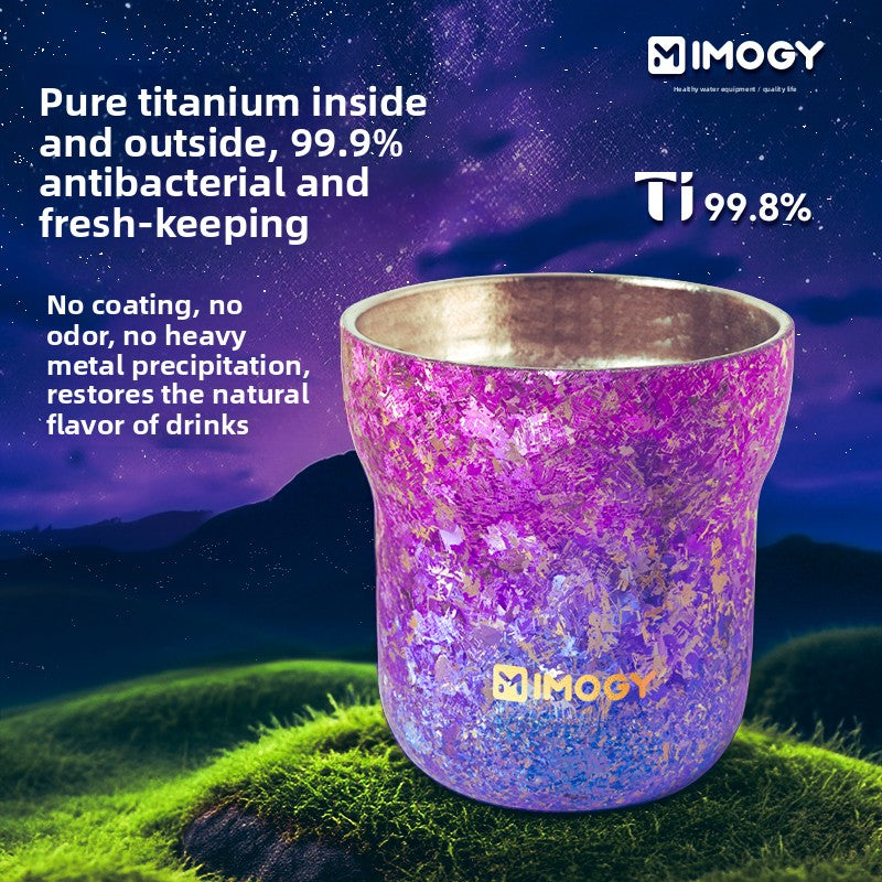 Aimange pure titanium cup household high-value double-layer coffee cup office tea cup couple pair cup gift customization