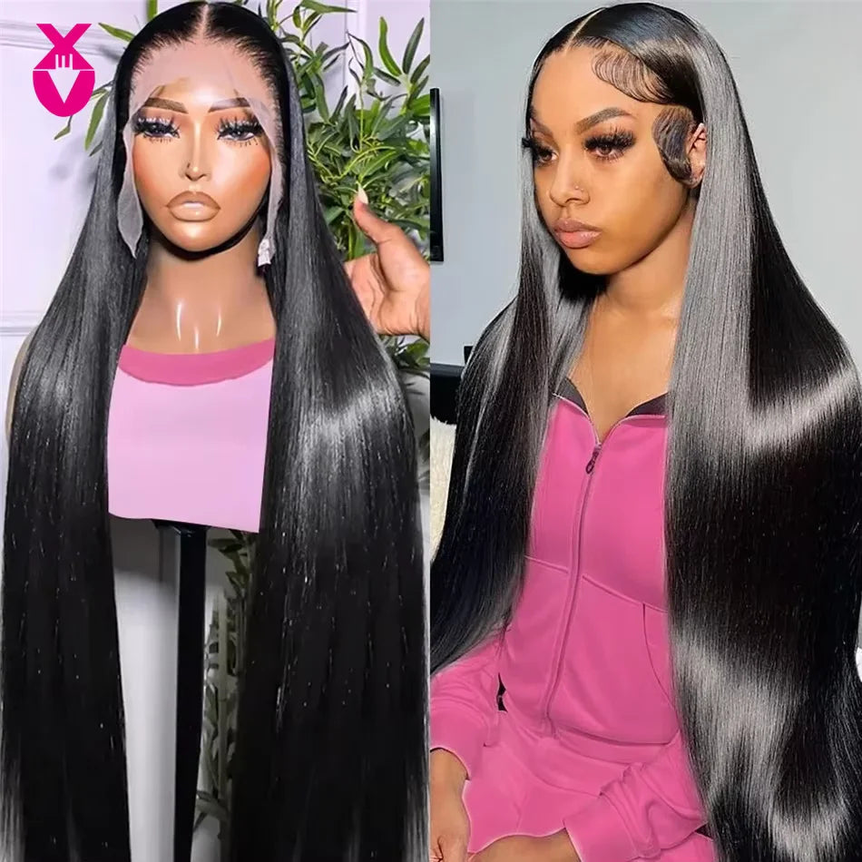 30 Inches Straight Lace Front Human Hair Wigs Fro Black Women Brazilian Lace Frontal Wig Human Hair Bleached Knots Natural Color