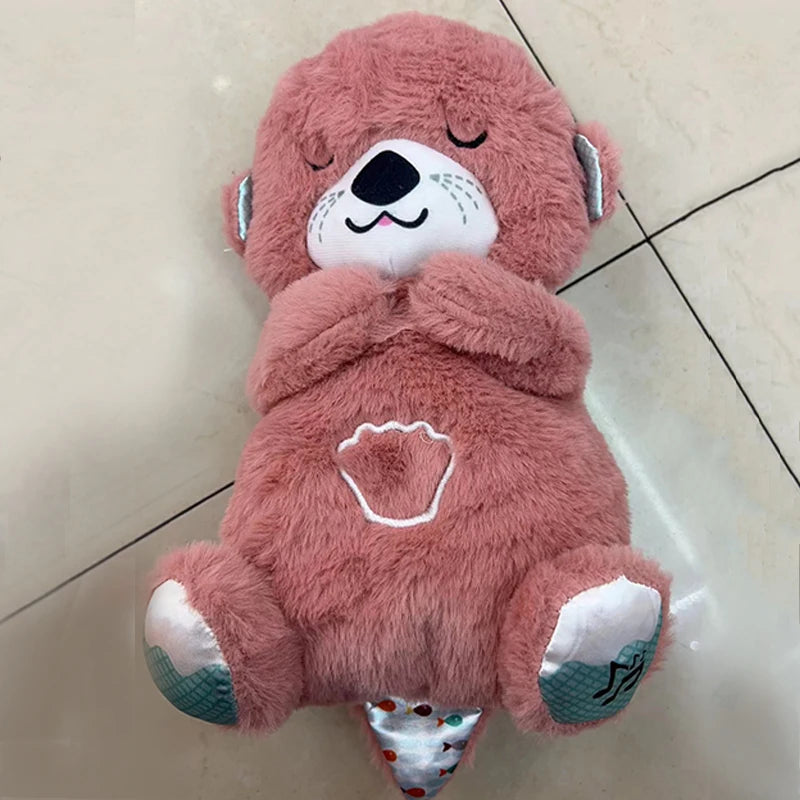 Baby Plush Doll Breathing Bear Newborn Soothing Sleep Playmate Otter Toy Kids Music Sleeping Companion Sound Light Doll Toy Gift