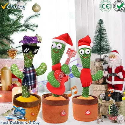 Christmas New Cactus Toy that Can Dance and Speak Singing Imitation Recording Repeats What You Say Cactus Rechargeable Plush Toy