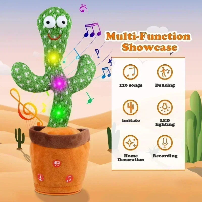 Christmas New Cactus Toy that Can Dance and Speak Singing Imitation Recording Repeats What You Say Cactus Rechargeable Plush Toy