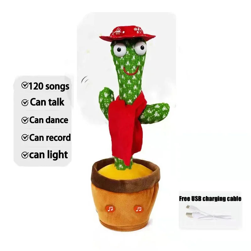 Christmas New Cactus Toy that Can Dance and Speak Singing Imitation Recording Repeats What You Say Cactus Rechargeable Plush Toy