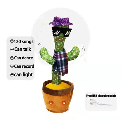 Christmas New Cactus Toy that Can Dance and Speak Singing Imitation Recording Repeats What You Say Cactus Rechargeable Plush Toy