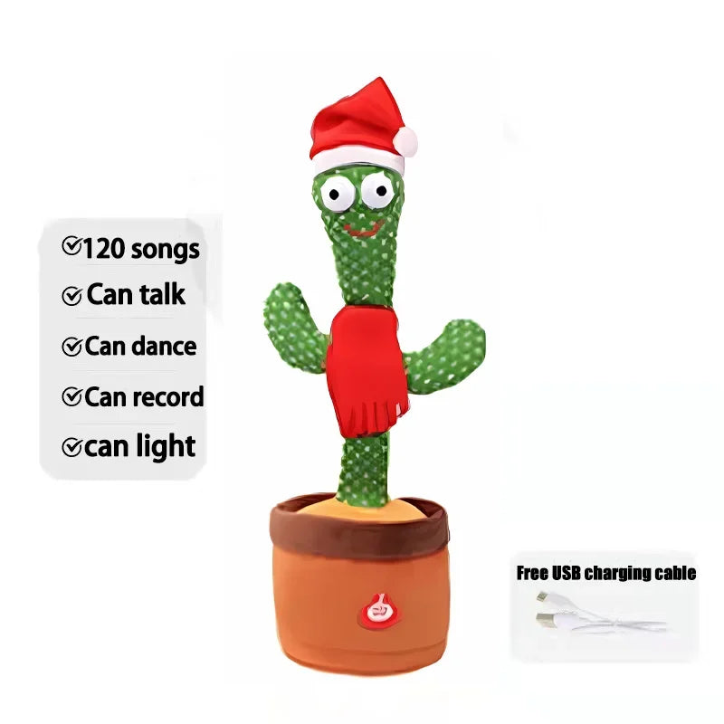 Christmas New Cactus Toy that Can Dance and Speak Singing Imitation Recording Repeats What You Say Cactus Rechargeable Plush Toy