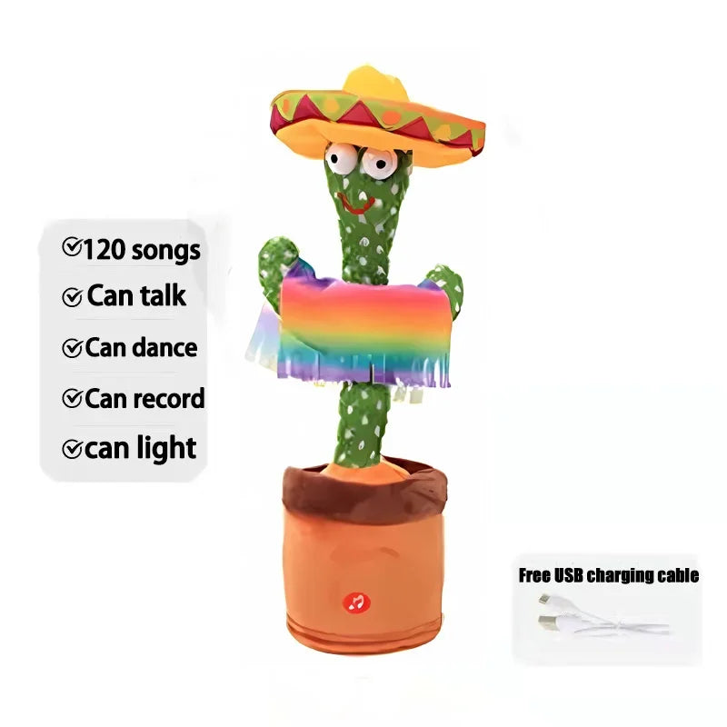 Christmas New Cactus Toy that Can Dance and Speak Singing Imitation Recording Repeats What You Say Cactus Rechargeable Plush Toy