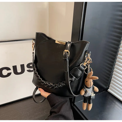2025 Vintage Bucket Bag Women Retro Crossbody Tote Designer-Style Full Grain Leather Girls Shoulder Purse Must-Have Handbag