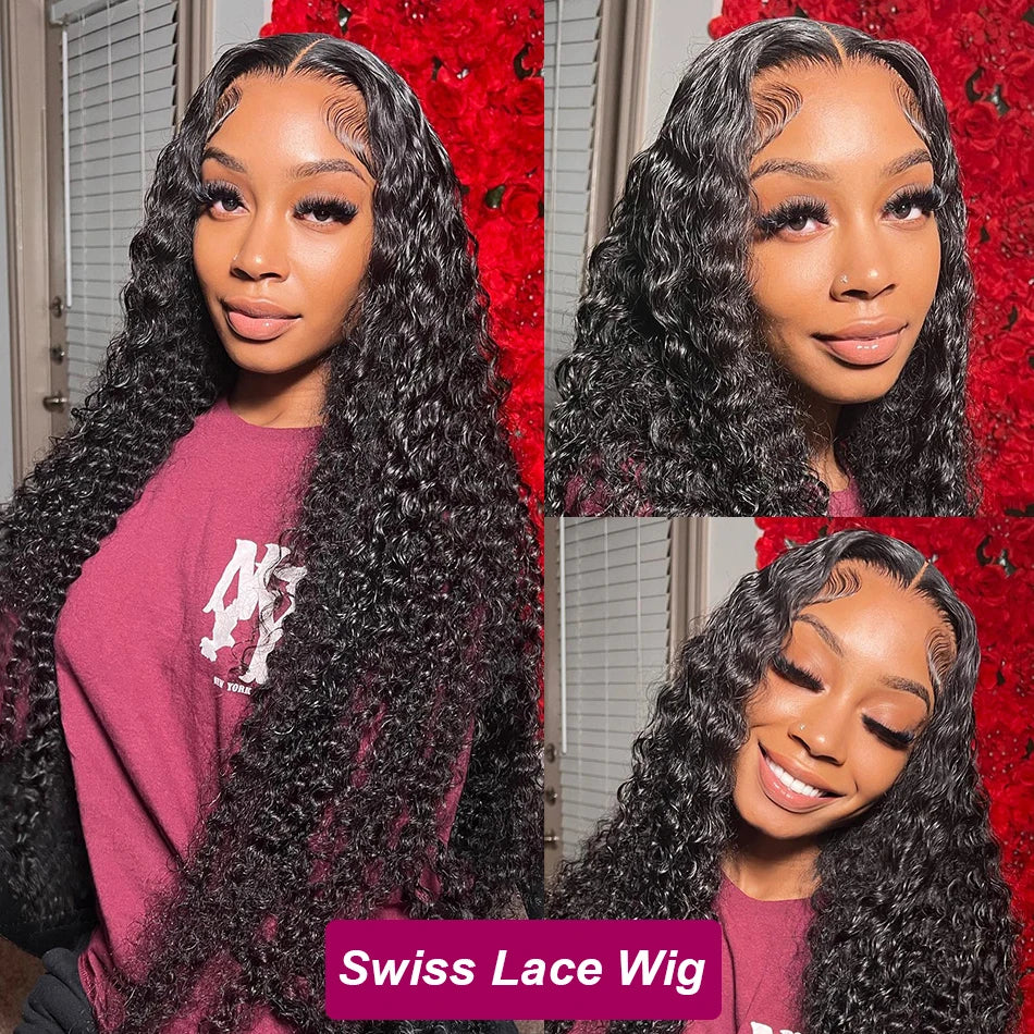 Wiggogo 40 Inch Human Hair 13X4 Deep Wave Frontal Wig 13X6 Curly Hd Lace Front Wigs Brazilian Water Wave 5x5 Hd Lace Closure Wig