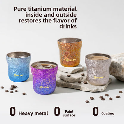 Aimange pure titanium cup household high-value double-layer coffee cup office tea cup couple pair cup gift customization