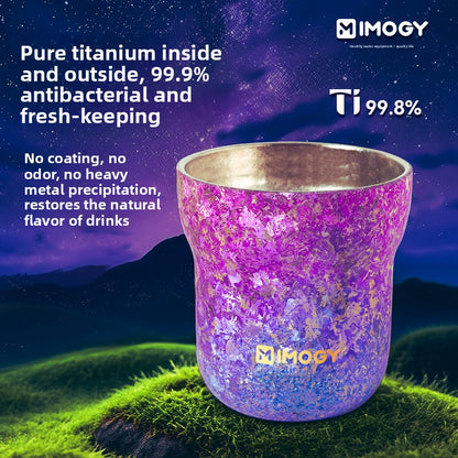 Aimange pure titanium cup household high-value double-layer coffee cup office tea cup couple pair cup gift customization
